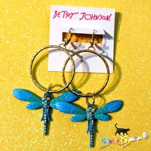 Betsey Johnson Blue Dragonfly Earrings